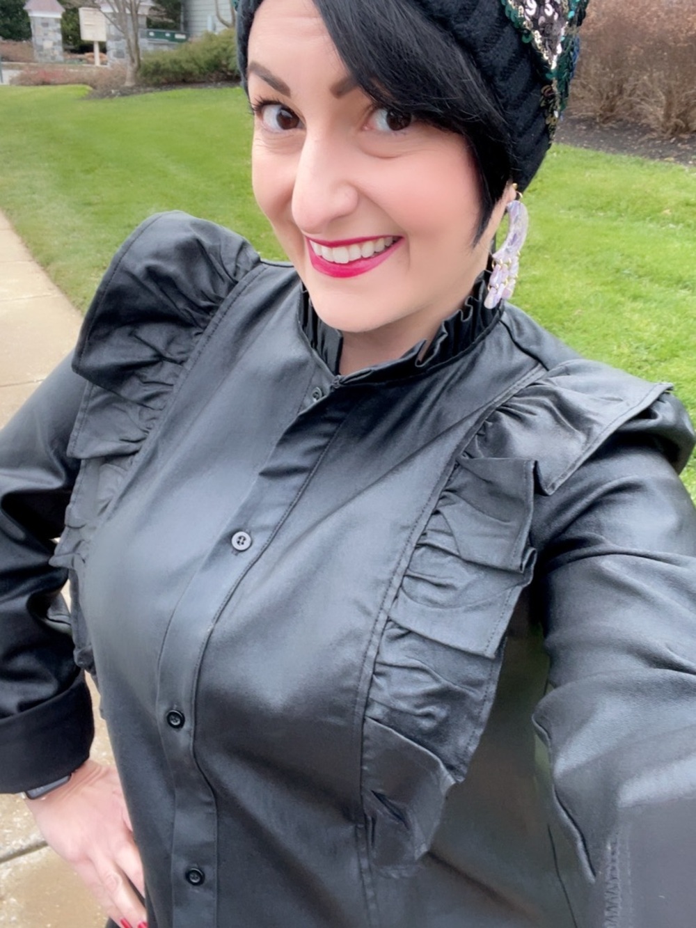 Mazik Black Ruffled Button-Down Shirt